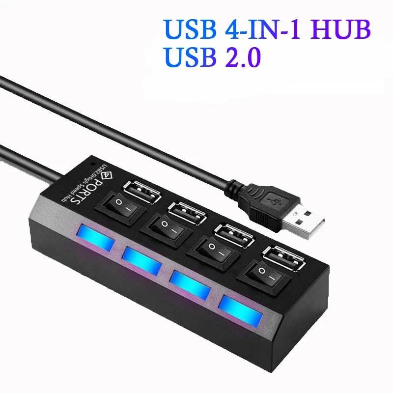 4-Port USB 2.0 Hub - Multi USB Splitter Expander