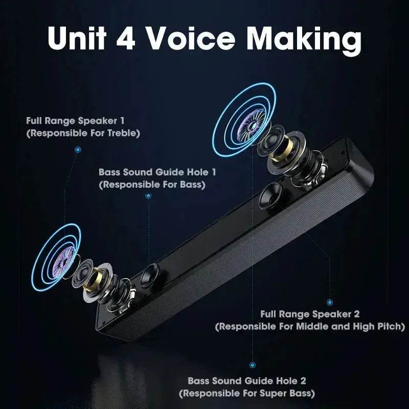 PC Soundbar Wireless Bluetooth Speaker, USB Powered for TV