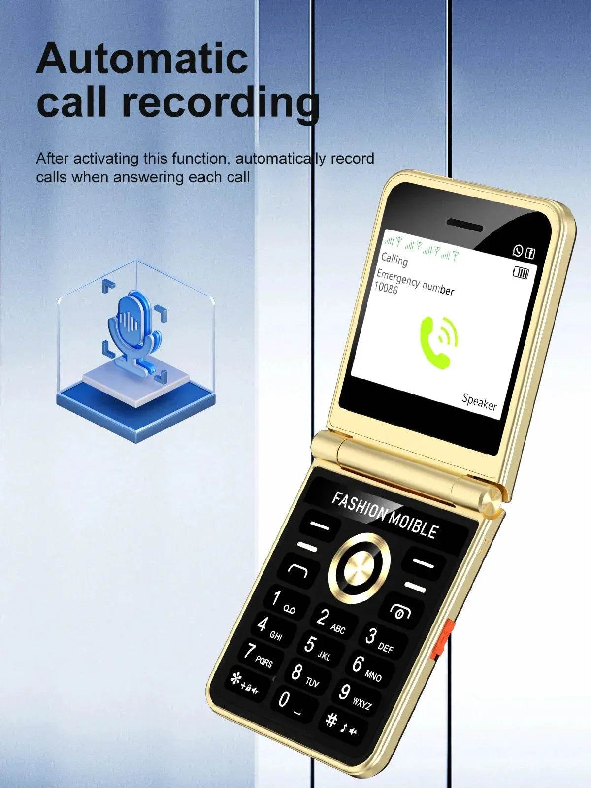 Mobile Phone New Flip 4 SIM Card Speed Dial Magic Voice