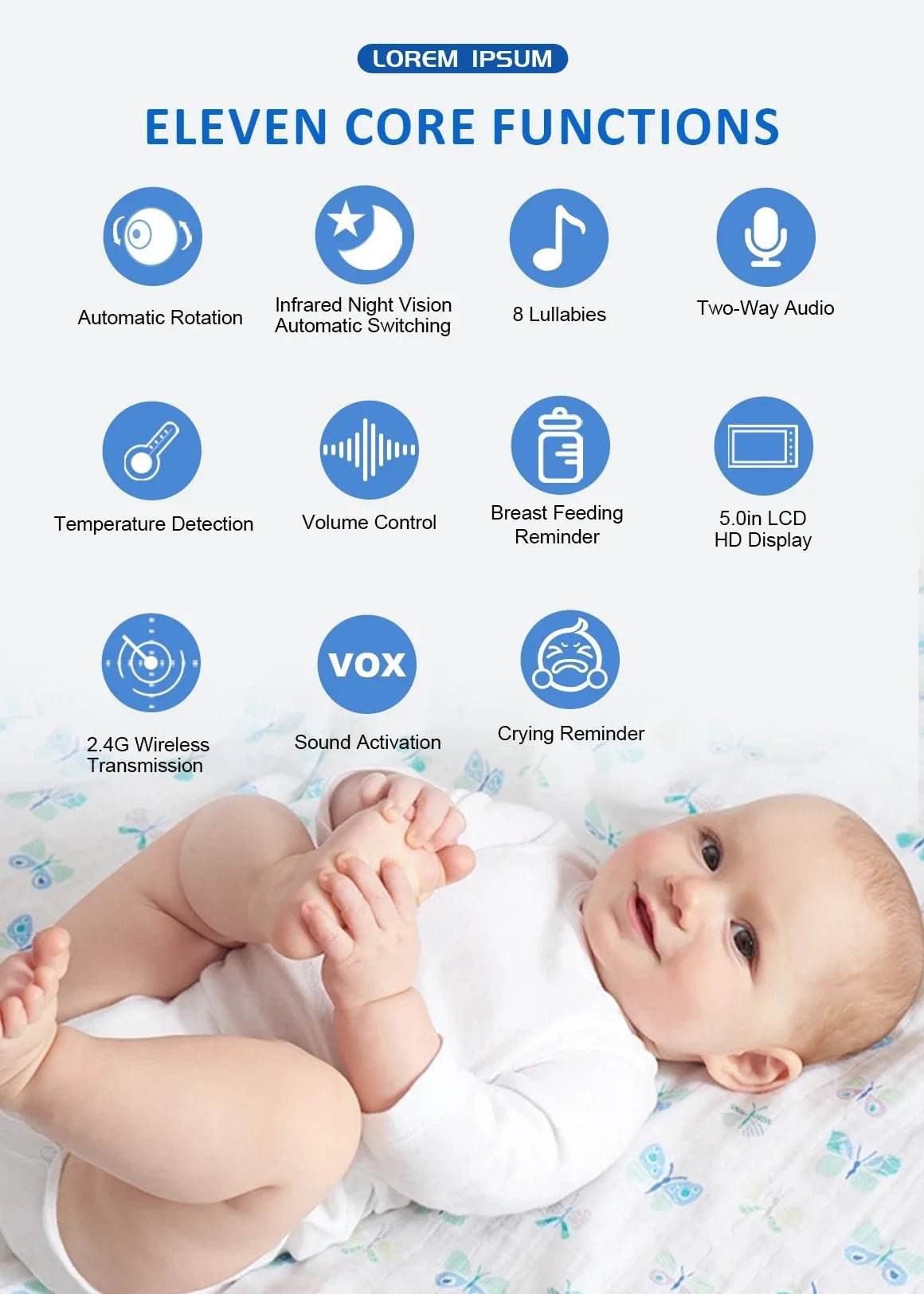 5" Video Baby Monitor with 4X Zoom | Yiktree