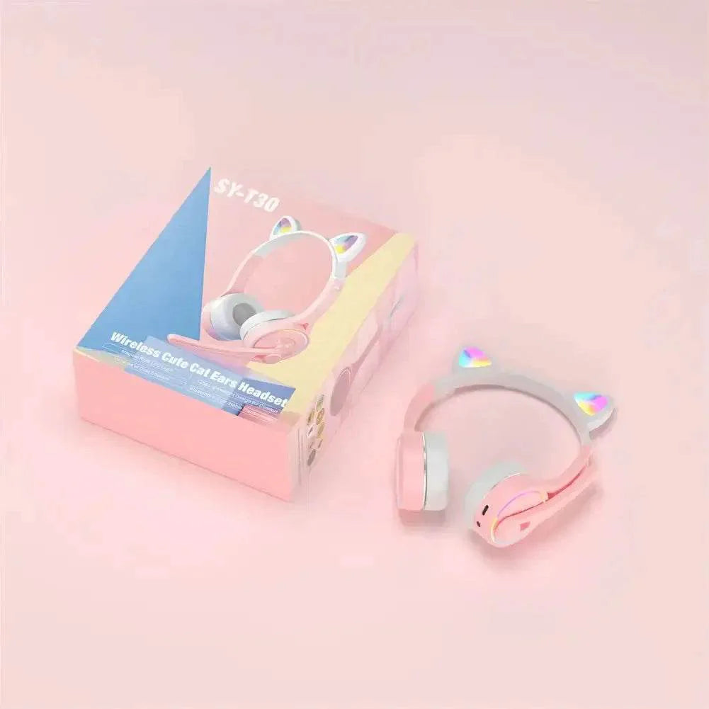 Headphones Cute Cat Ears with LED Flashing