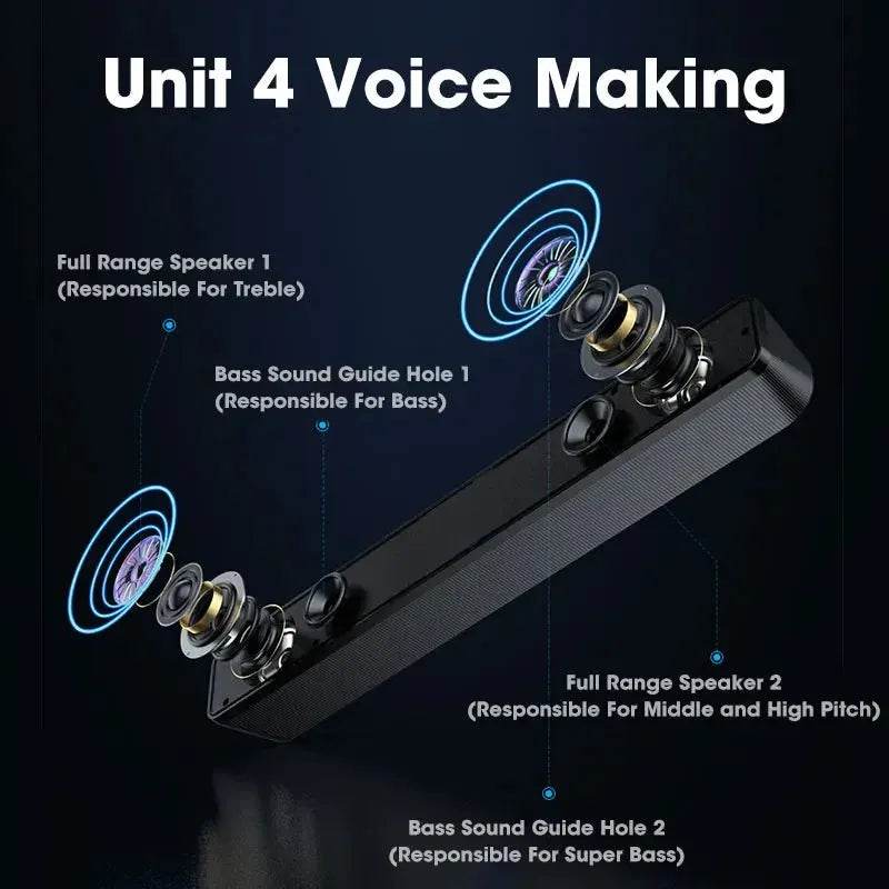 PC Soundbar Wireless Bluetooth Speaker, USB Powered for TV