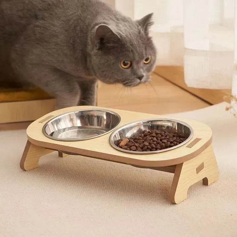 Adjustable Wooden Elevated Dog Bowls for Pets