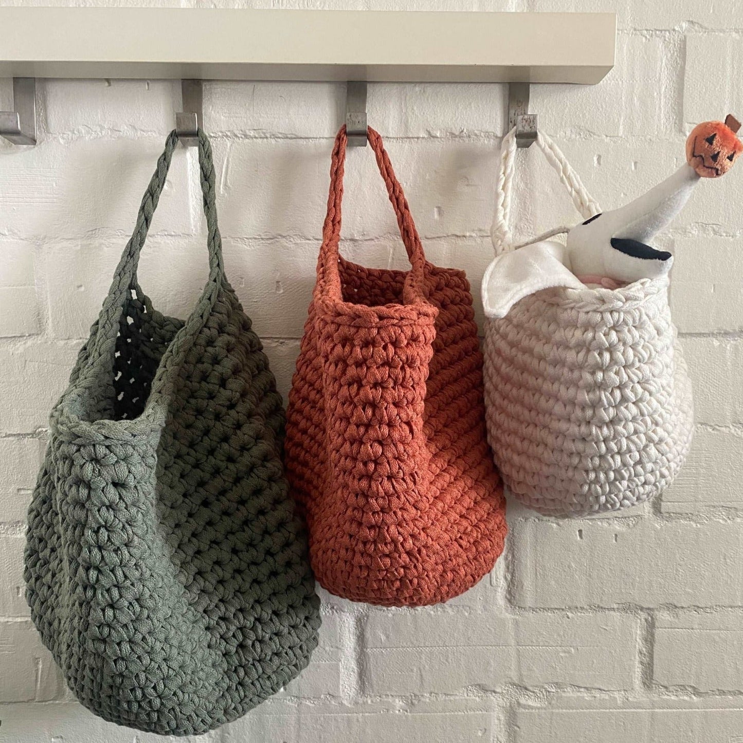 Crochet Storage Bags, Modern Hanging Baskets, Home Organizer