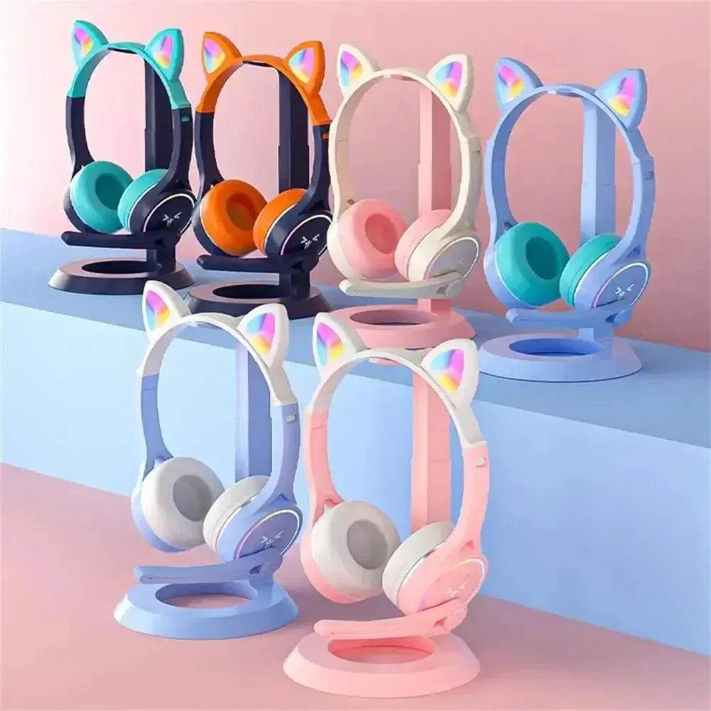 Headphones Cute Cat Ears with LED Flashing