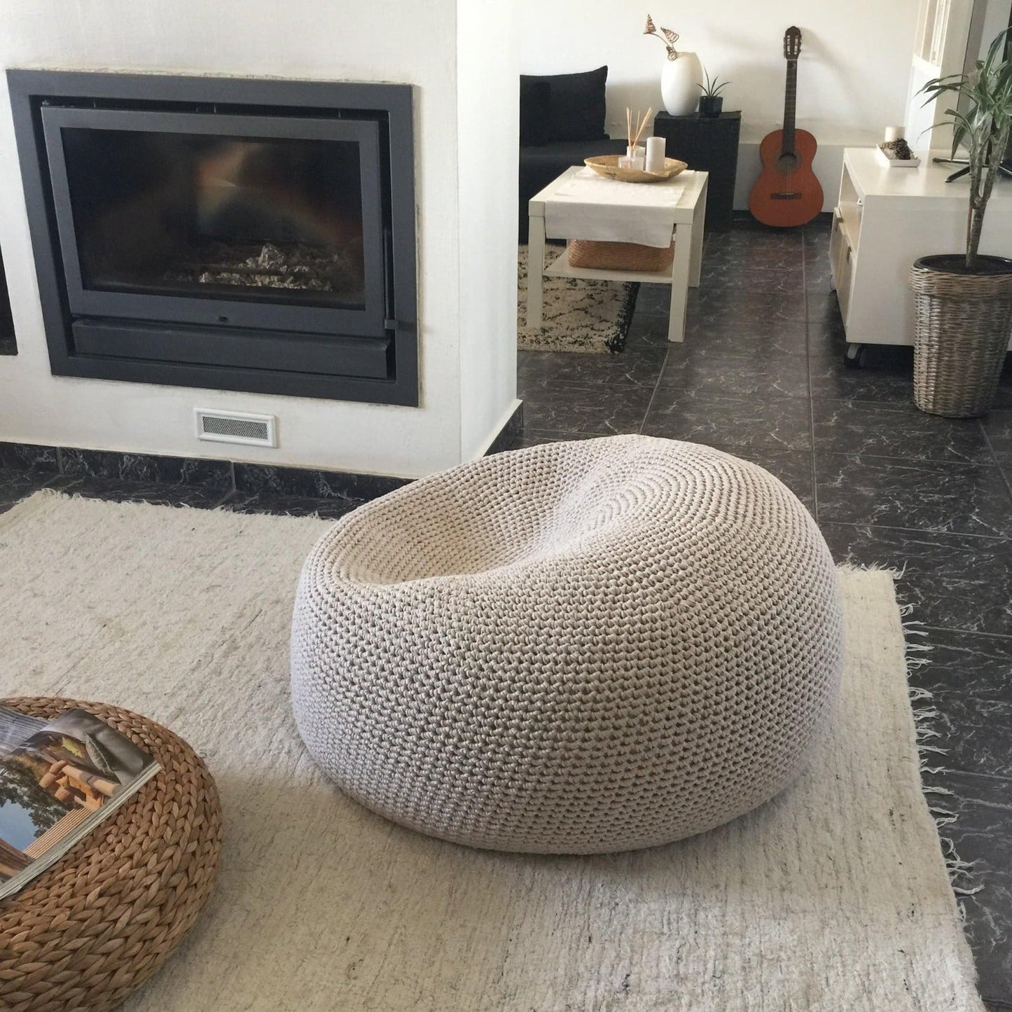 Extra Large Round Bean Bag Chair - Taupe