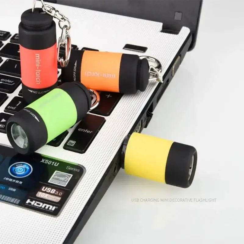 USB Rechargeable LED Pocket Flashlight Keychain Mini Torch