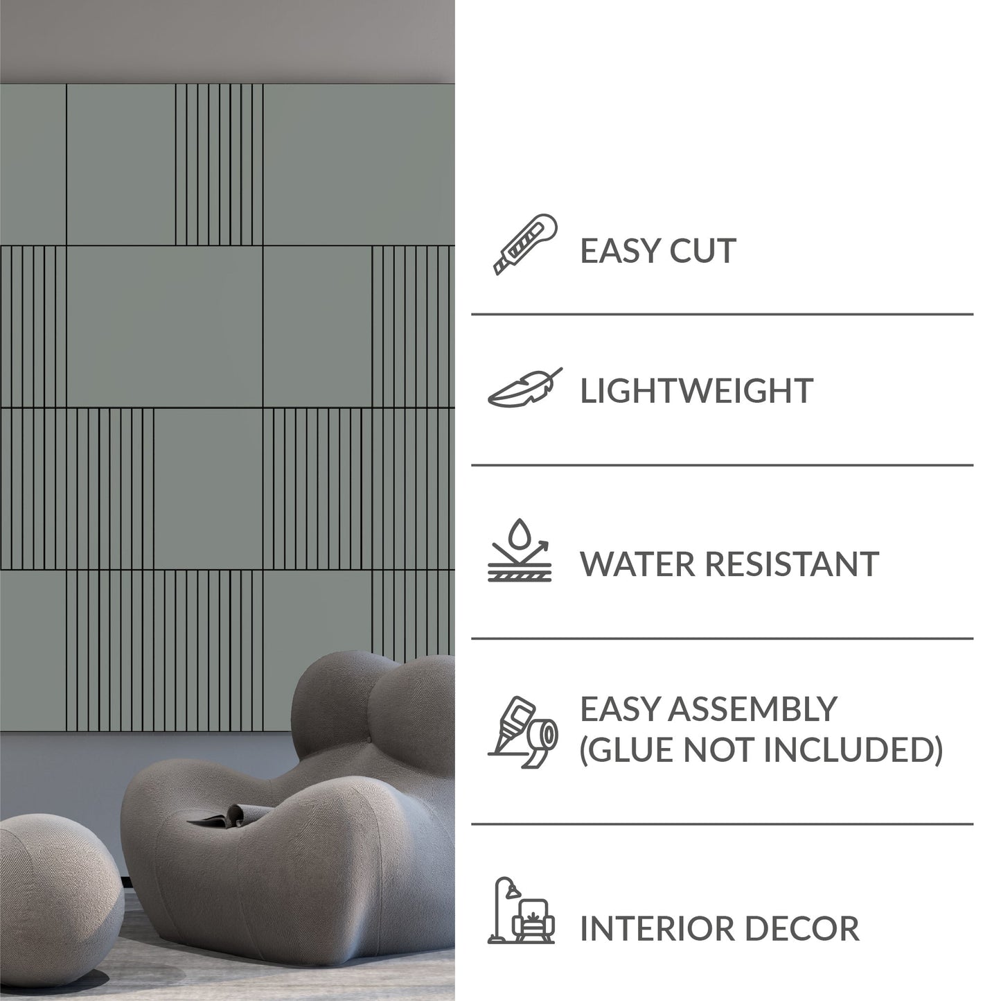 Middle Grey 3D Wall Panels - Shop The Shop