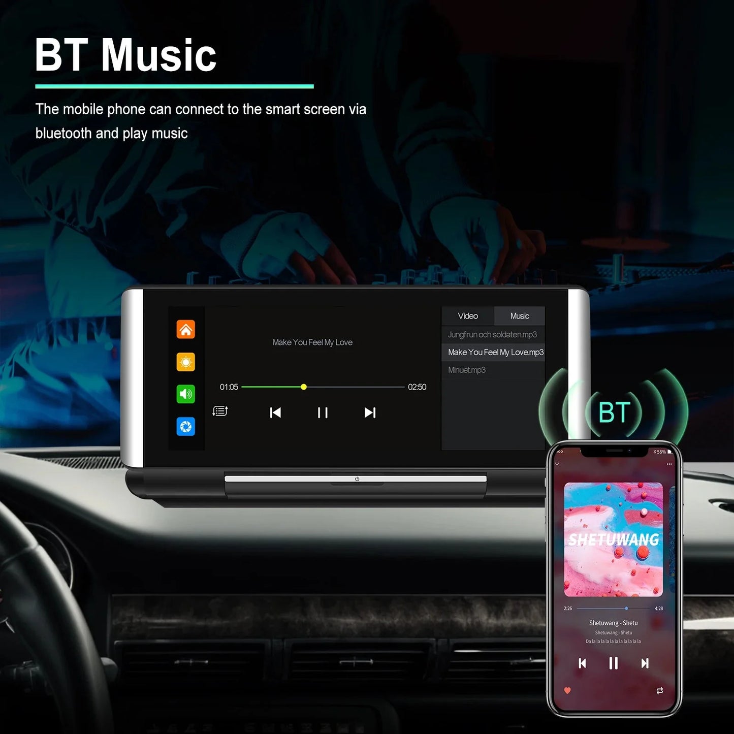 Car Monitor Podofo 6.86" Android Auto Screen Portable