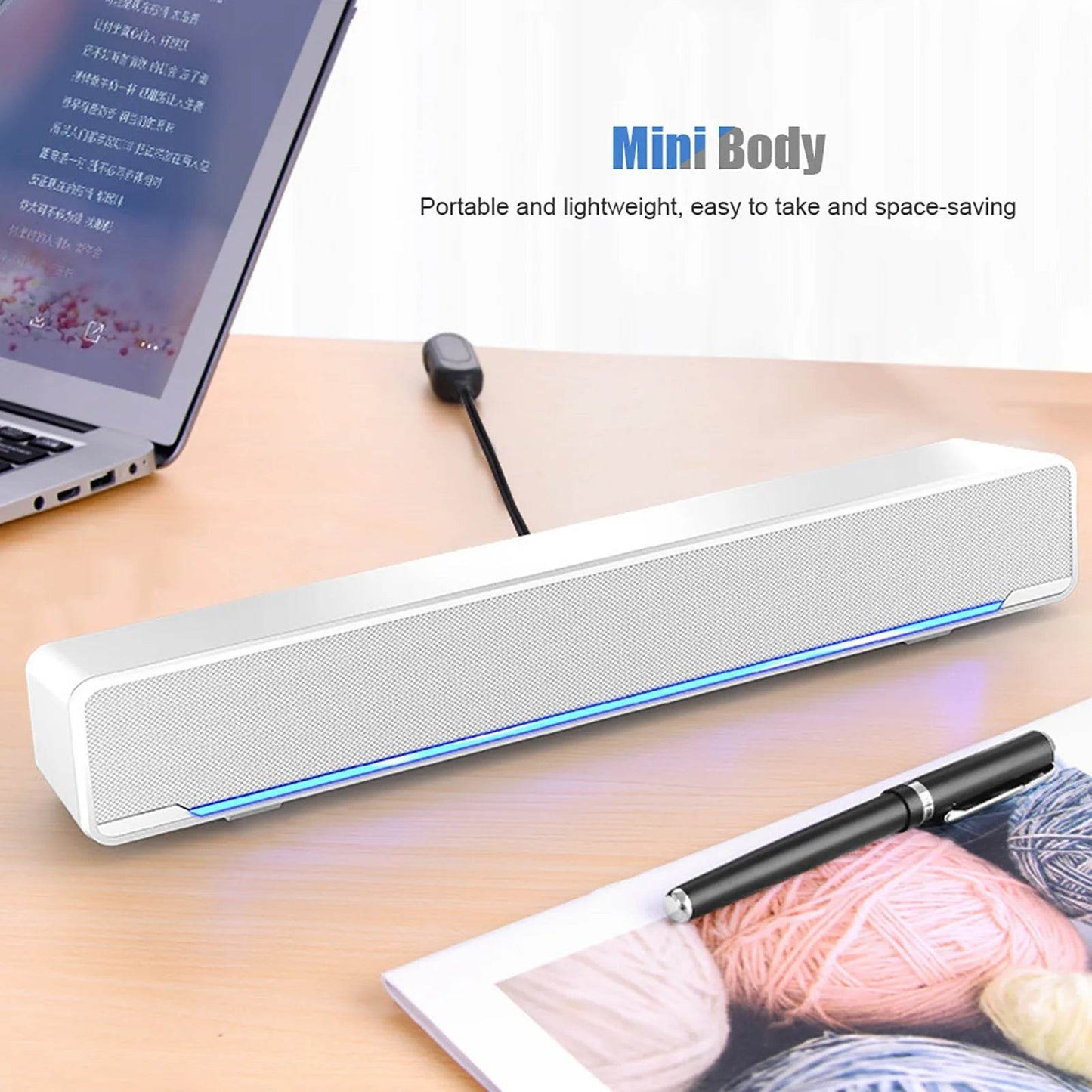 Portable USB Wired Stereo Soundbar - Qiilu