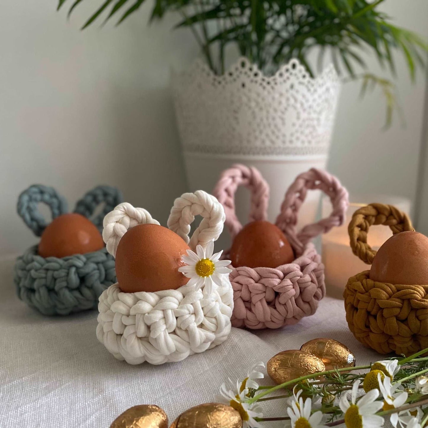 Set of 2 Sage Green Easter Bunny Egg Cups -Limited Edition
