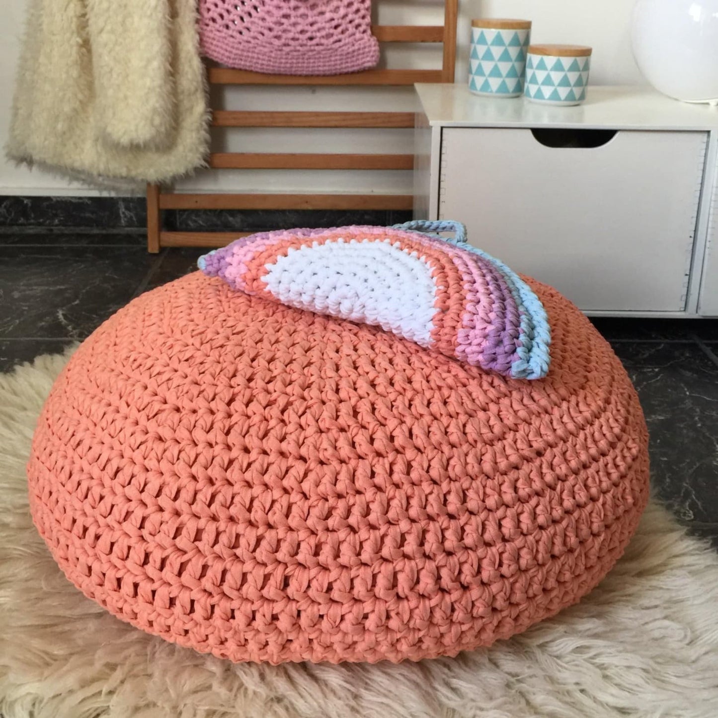 Soft Cotton Crochet Floor Cushion | Kids Room Decor