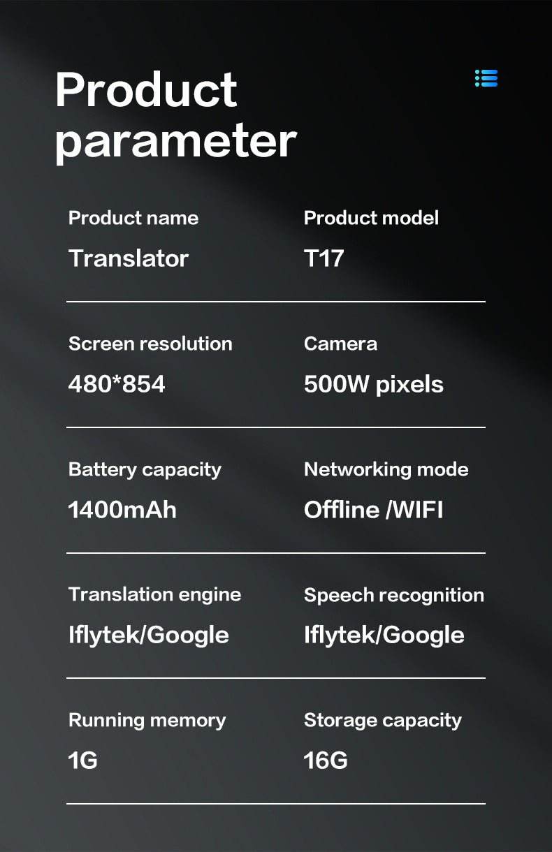 138 Language 2-Way Translator T17 with Voice & Photo