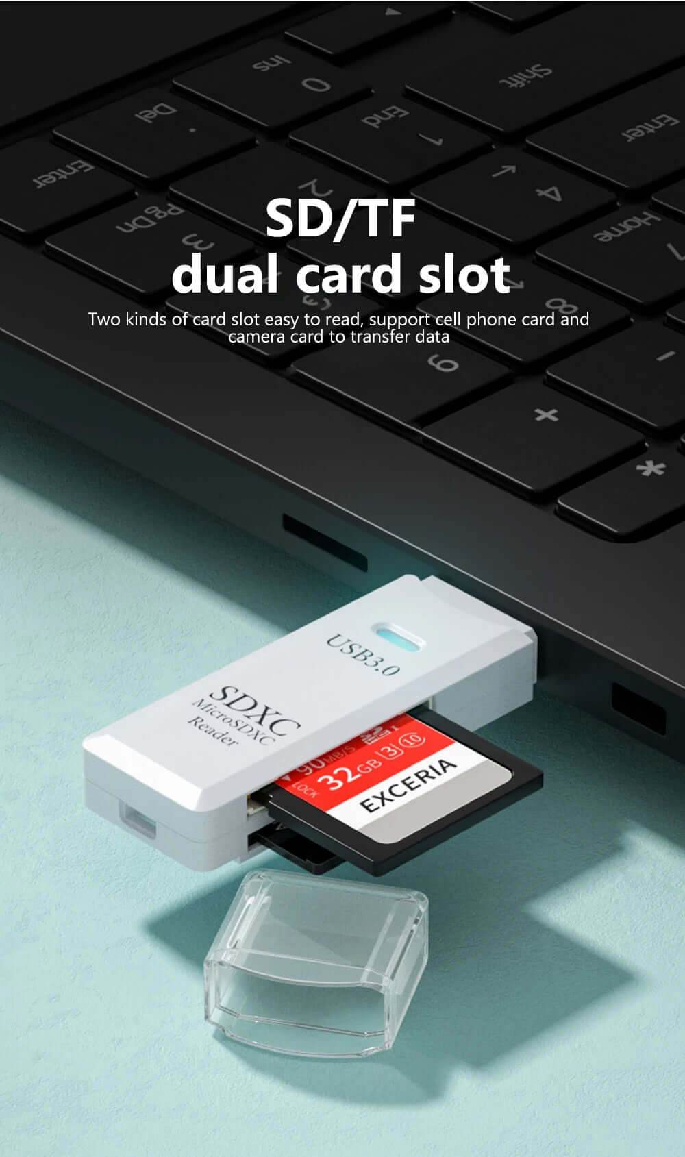 USB 3.0 Card Reader Micro TF & SD Compatible