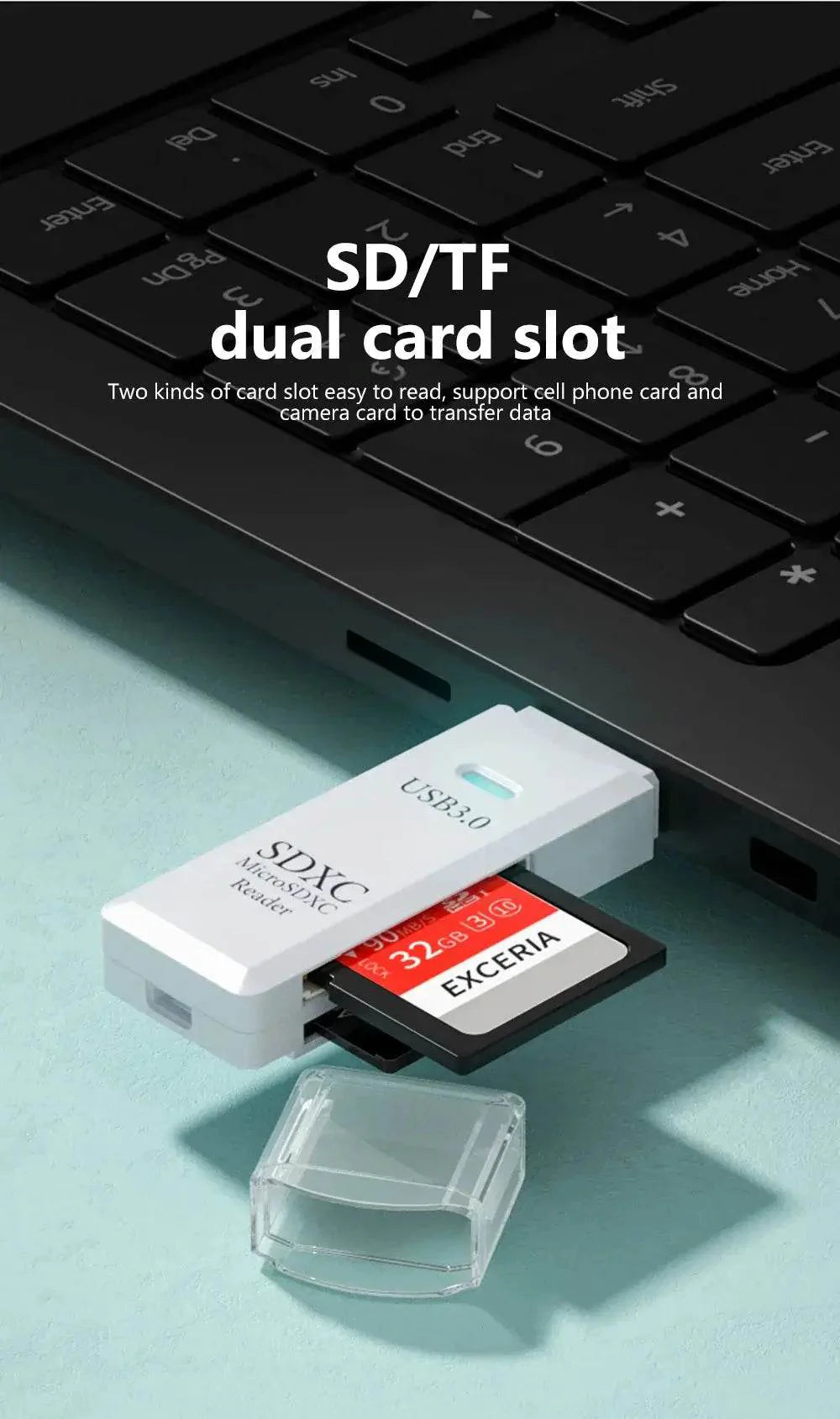 USB 3.0 Card Reader Micro TF & SD Compatible
