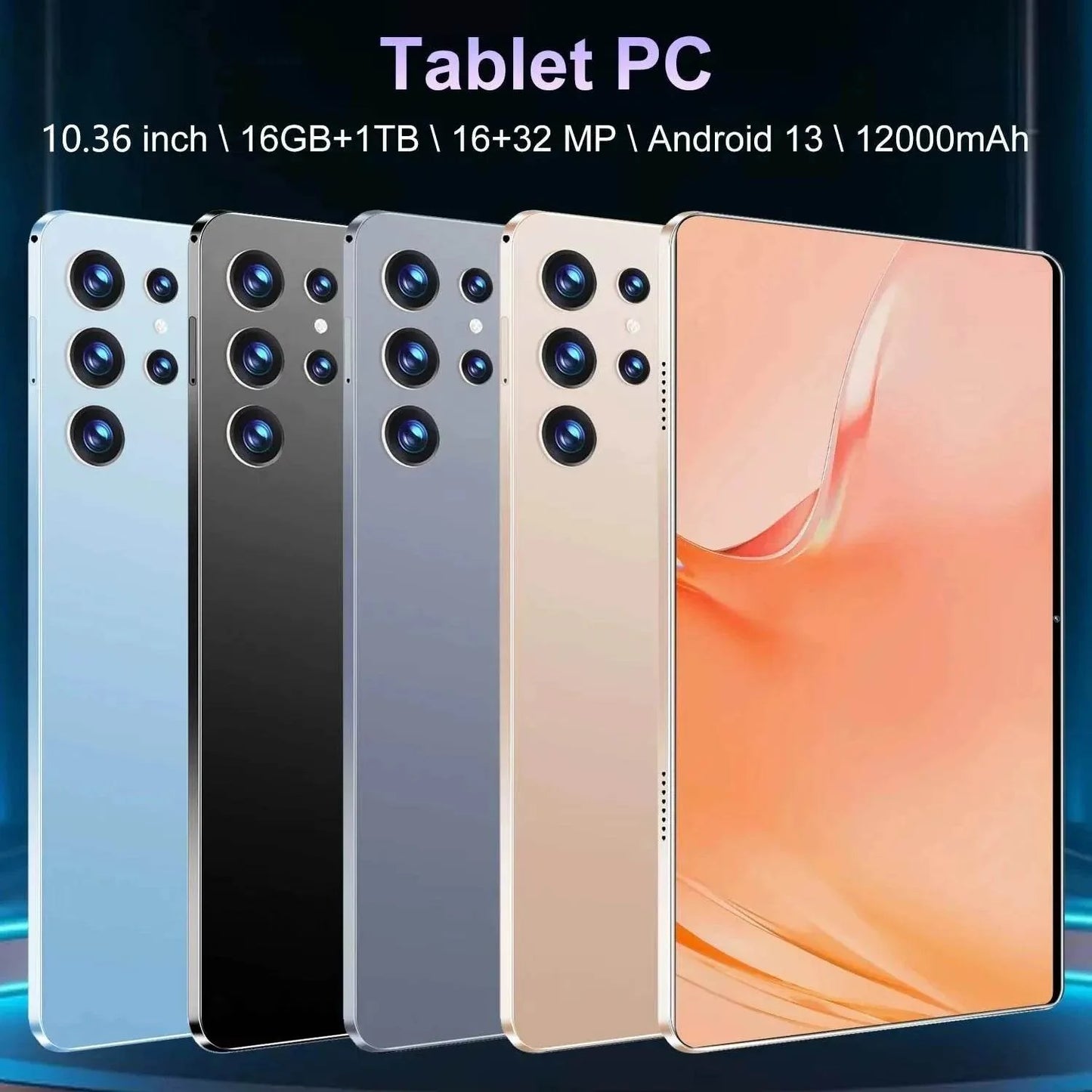 2025 5G New 10.36Inch Tablet Android 16GB RAM 1TB ROM Android 13.0 12000mAh