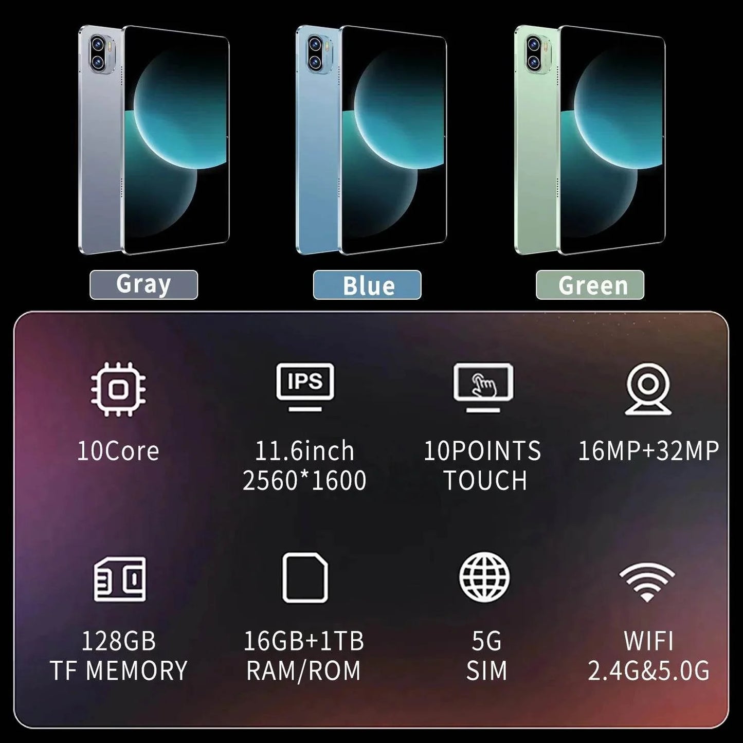 Tablet Android 2025 5G 13.0 Brand New 11.6 inch 16GB RAM 1TB
