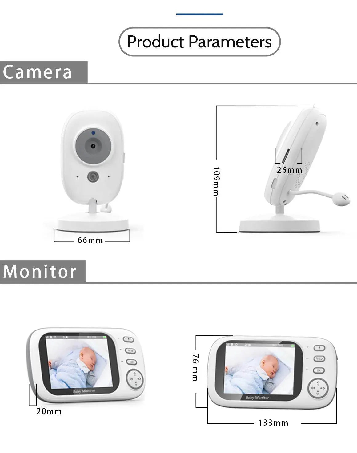 3.5" Video Baby Monitor with Night Vision & Audio