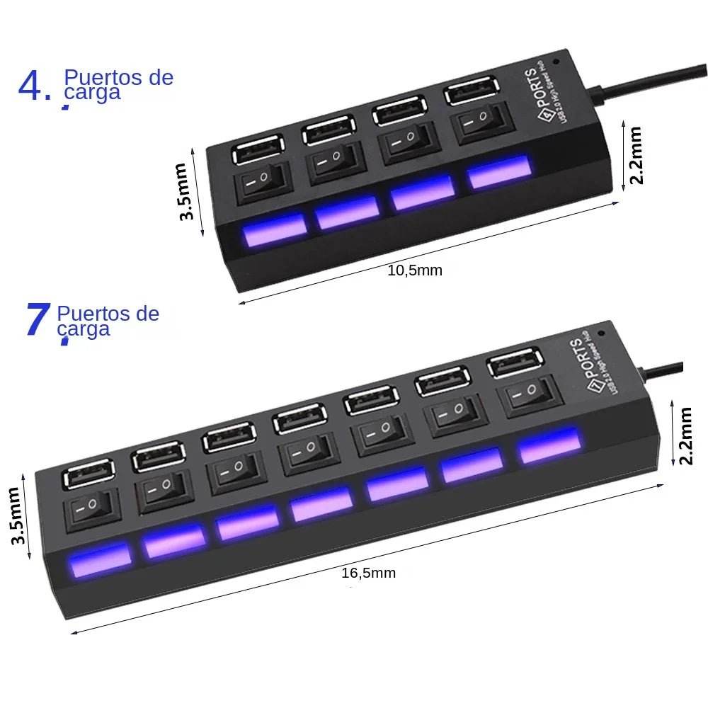 4-Port USB 2.0 Hub - Multi USB Splitter Expander