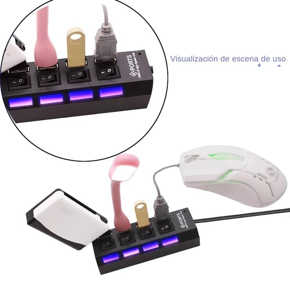 4-Port USB 2.0 Hub - Multi USB Splitter Expander