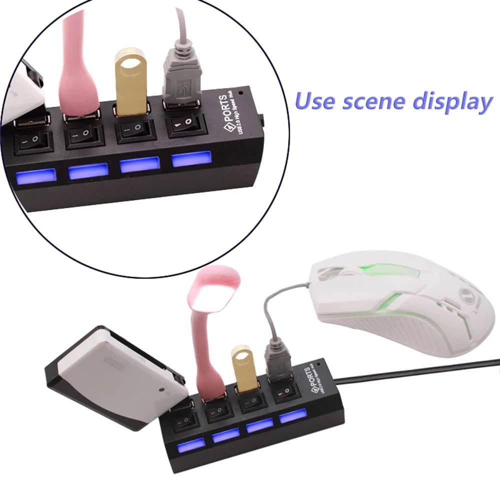 4-Port USB 2.0 Hub - Multi USB Splitter Expander