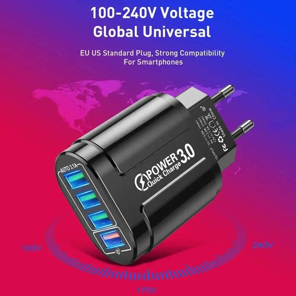 4 Port USB Fast Charging 48W QC3.0 Quick Charger