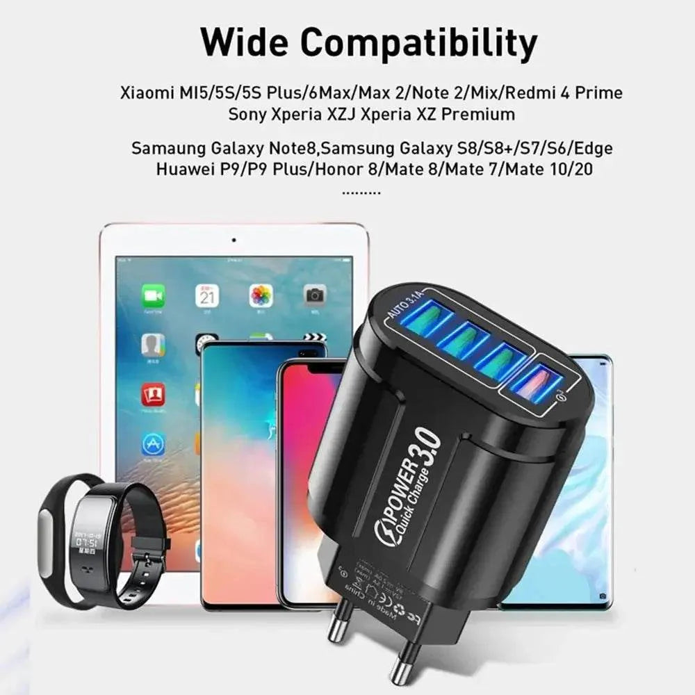 4 Port USB Fast Charging 48W QC3.0 Quick Charger
