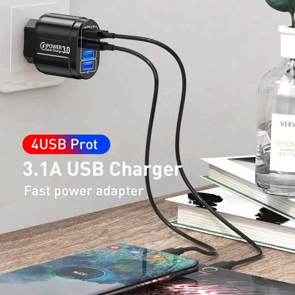 4 Port USB Fast Charging 48W QC3.0 Quick Charger