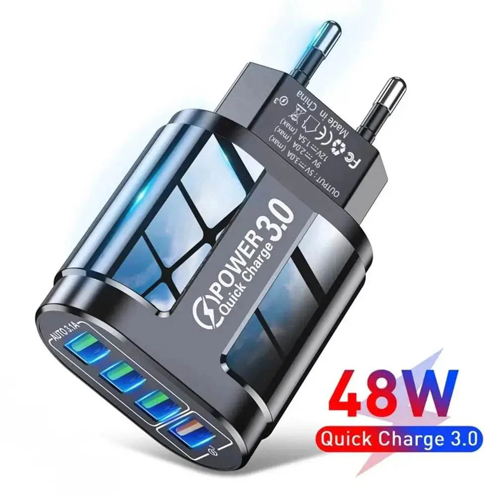 4 Port USB Fast Charging 48W QC3.0 Quick Charger