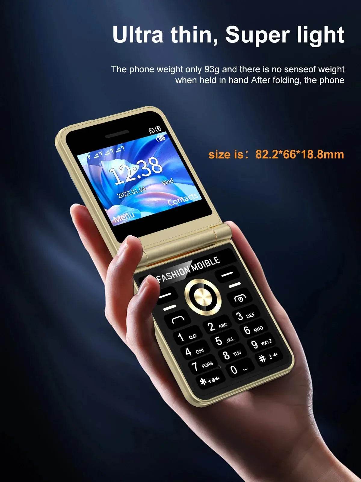Mobile Phone New Flip 4 SIM Card Speed Dial Magic Voice
