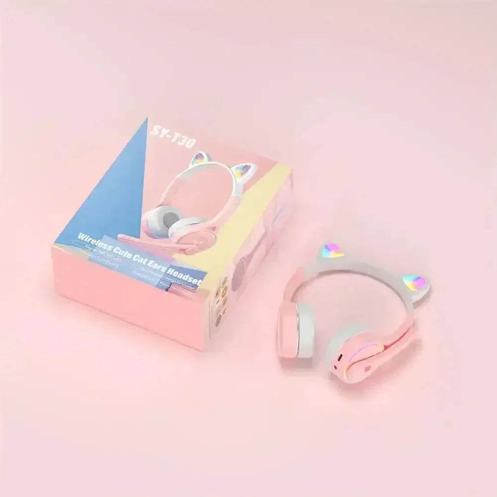 Headphones Cute Cat Ears with LED Flashing