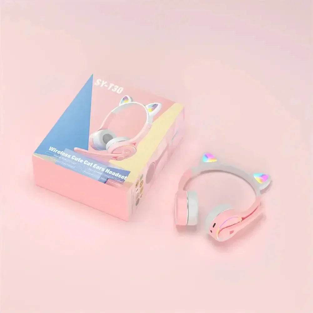 Headphones Cute Cat Ears with LED Flashing