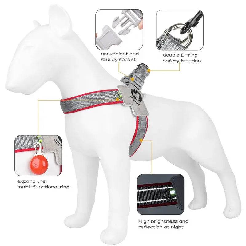 Dog Harness Adjustable Pet Harness Vest Reflective Mesh