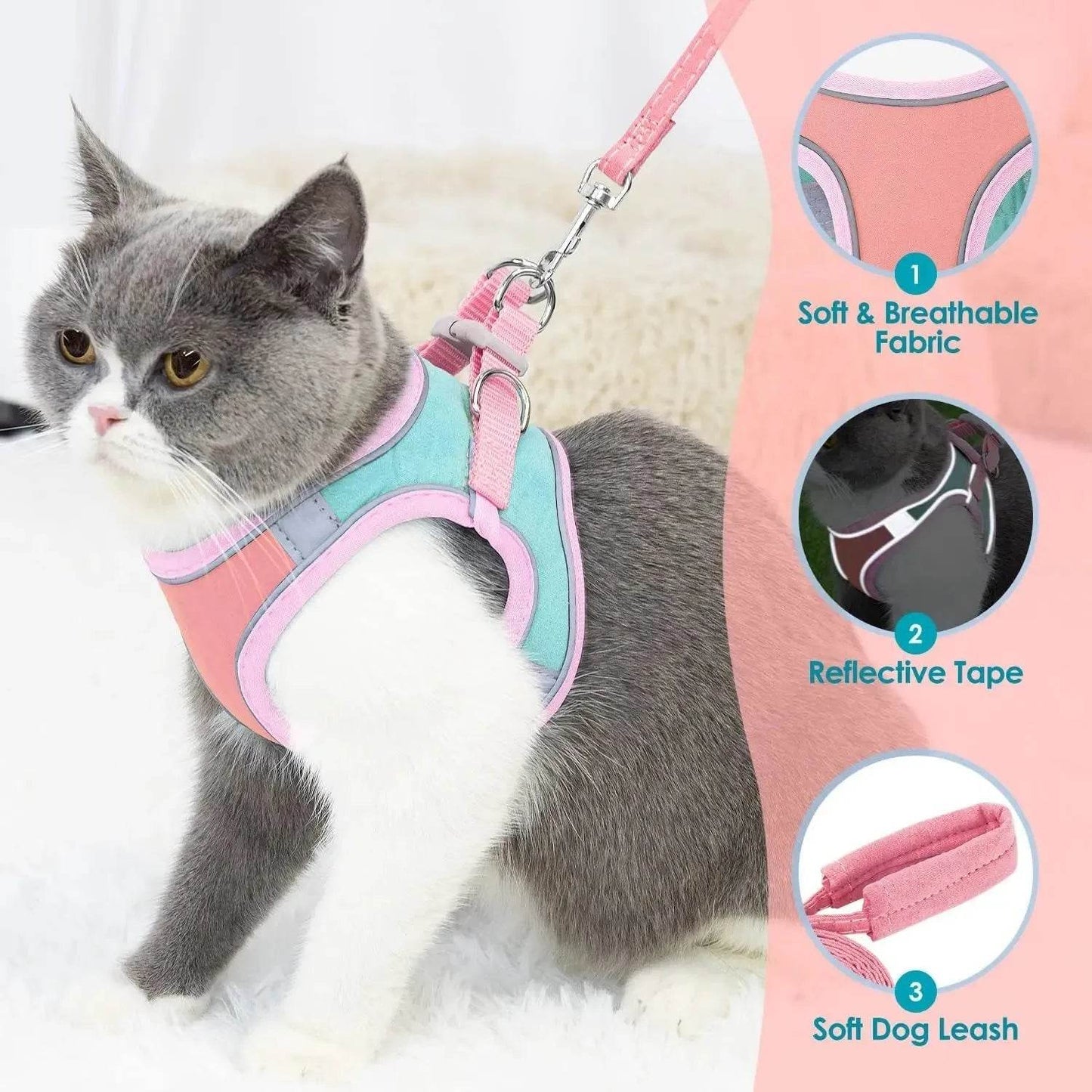 Reflective Harness Set for Cats - Night Safety Gear