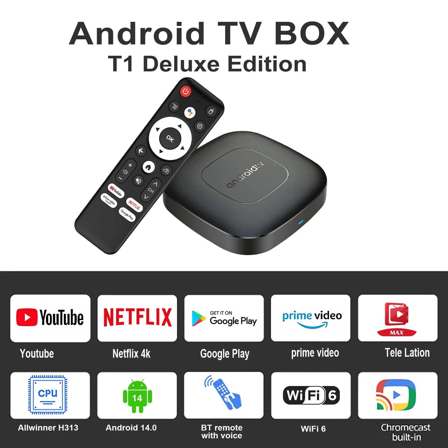 Global Version Mortal T1 Smart TV Box - 4K Streaming