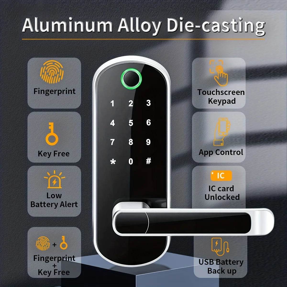 Smart Fingerprint Door Lock - App Remote Control