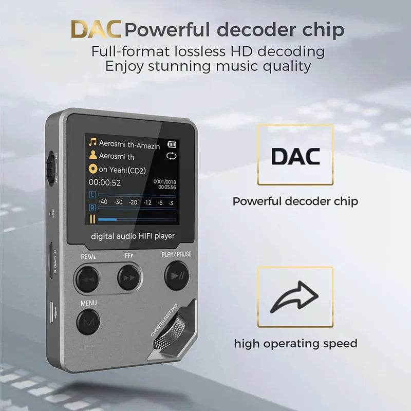 C5 8GB Lossless Bluetooth MP3 Music Player, Zinc Alloy Body,Rotary Controls
