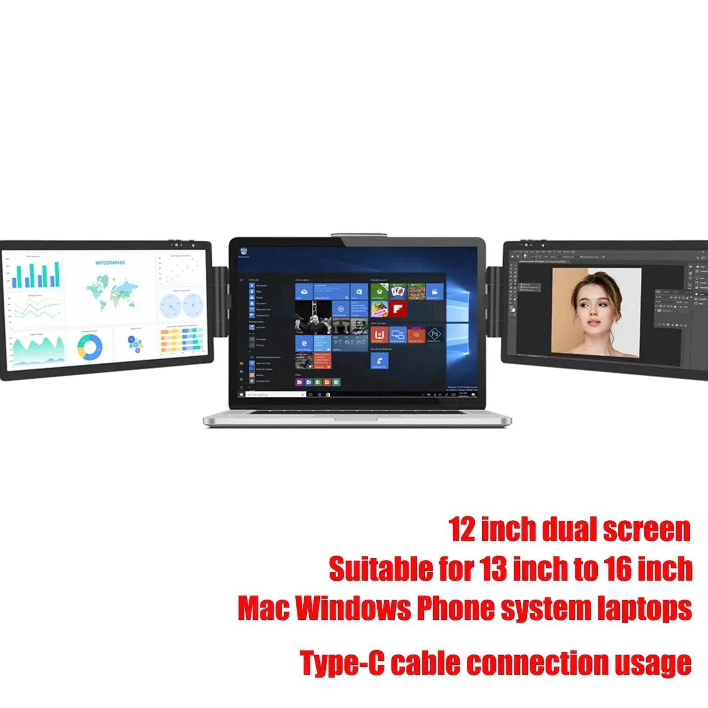 Laptop Dual Monitor 12 Inch 1920*1080 HD IPS Dual Monitor