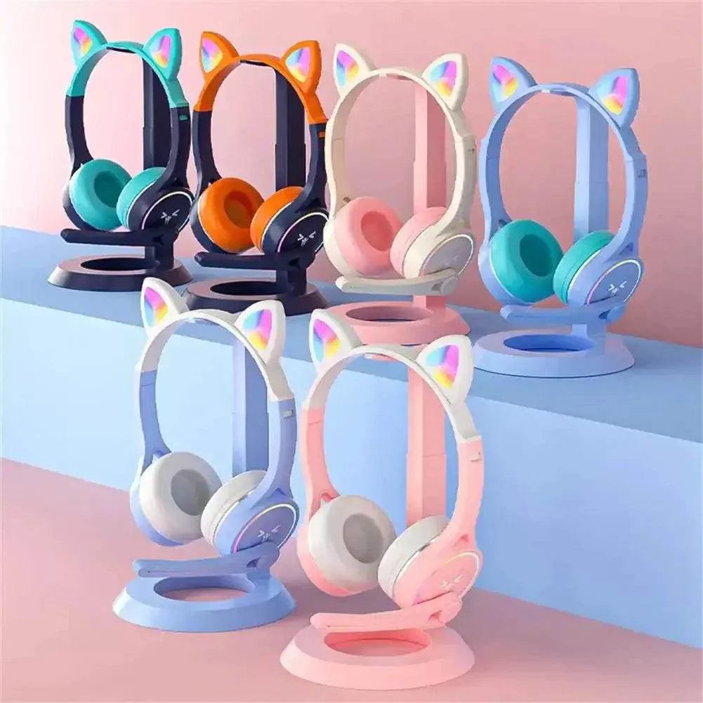 Headphones Cute Cat Ears with LED Flashing