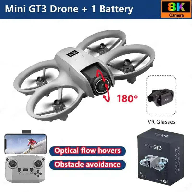 GT3 Mini With LED Foldable Drone GPS 8K HD Dual Camera Brushless Motor