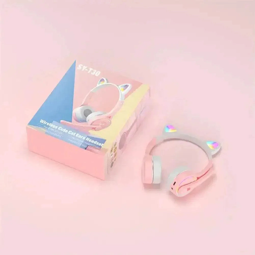 Headphones Cute Cat Ears with LED Flashing