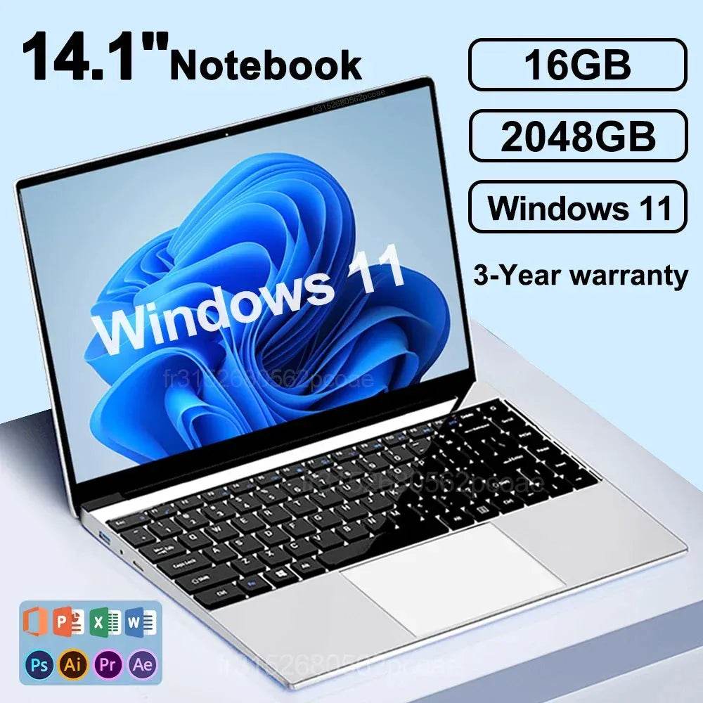 Laptop Ultra Slim16GB RAM 2TB SSD Intel N3700 Notebook