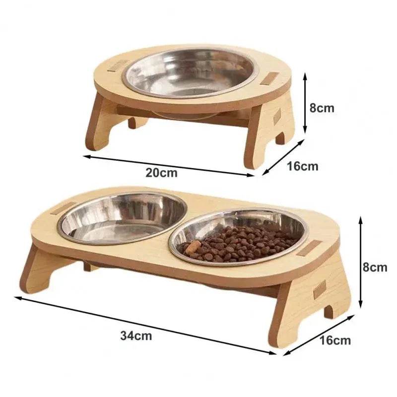 Adjustable Wooden Elevated Dog Bowls for Pets