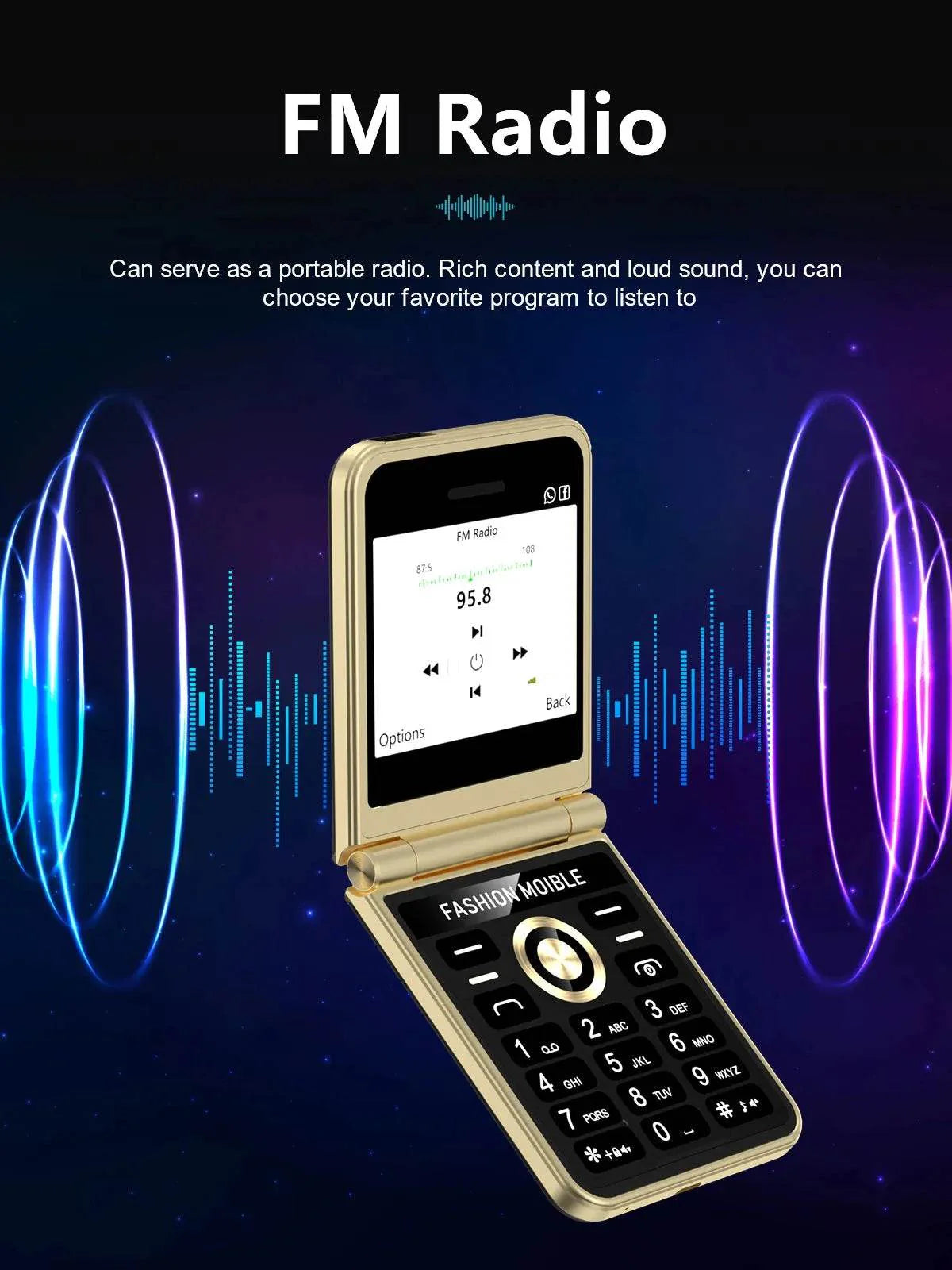 Mobile Phone New Flip 4 SIM Card Speed Dial Magic Voice