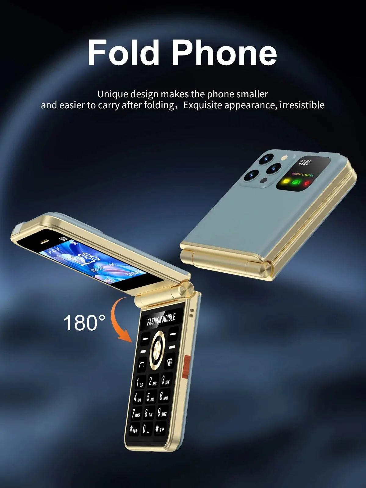 Mobile Phone New Flip 4 SIM Card Speed Dial Magic Voice