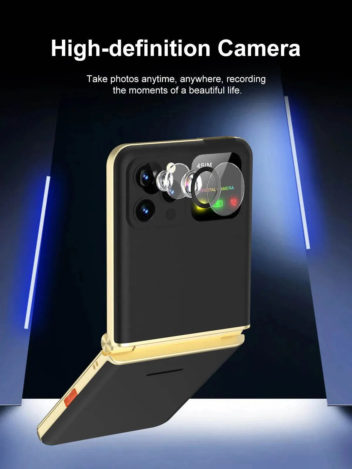 Mobile Phone New Flip 4 SIM Card Speed Dial Magic Voice