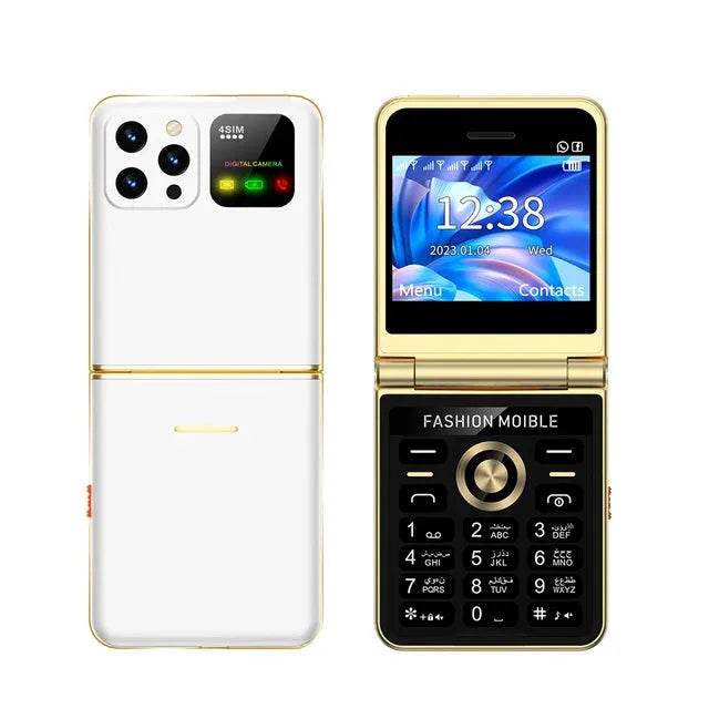 Mobile Phone New Flip 4 SIM Card Speed Dial Magic Voice