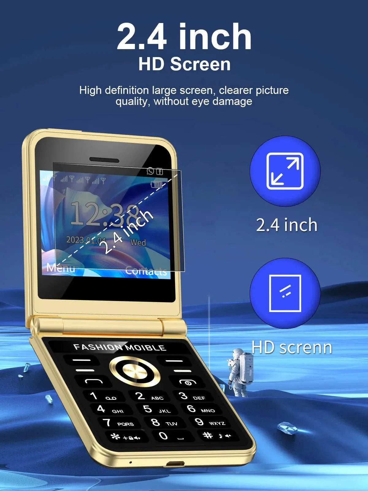Mobile Phone New Flip 4 SIM Card Speed Dial Magic Voice