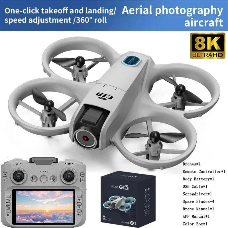 GT3 Mini With LED Foldable Drone GPS 8K HD Dual Camera Brushless Motor