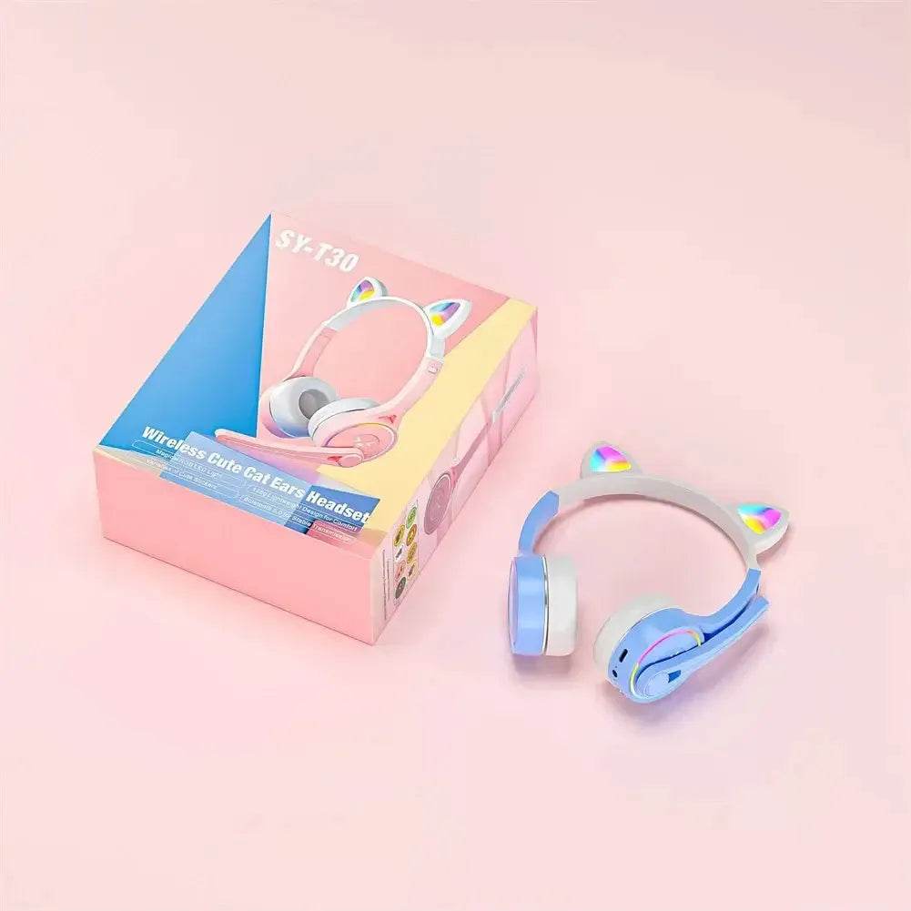 Headphones Cute Cat Ears with LED Flashing